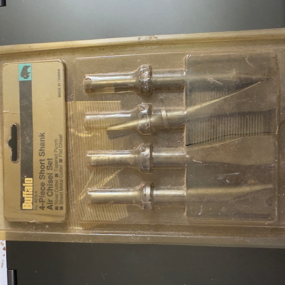 Buffalo ACS-4 4-Piece Short Shank Air Chisel Set Rivet Cutter Punch Flat Chisel